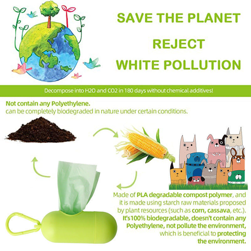 Compostable Dog Poop Bags + Dispenser - 120 Leak-Proof BPI