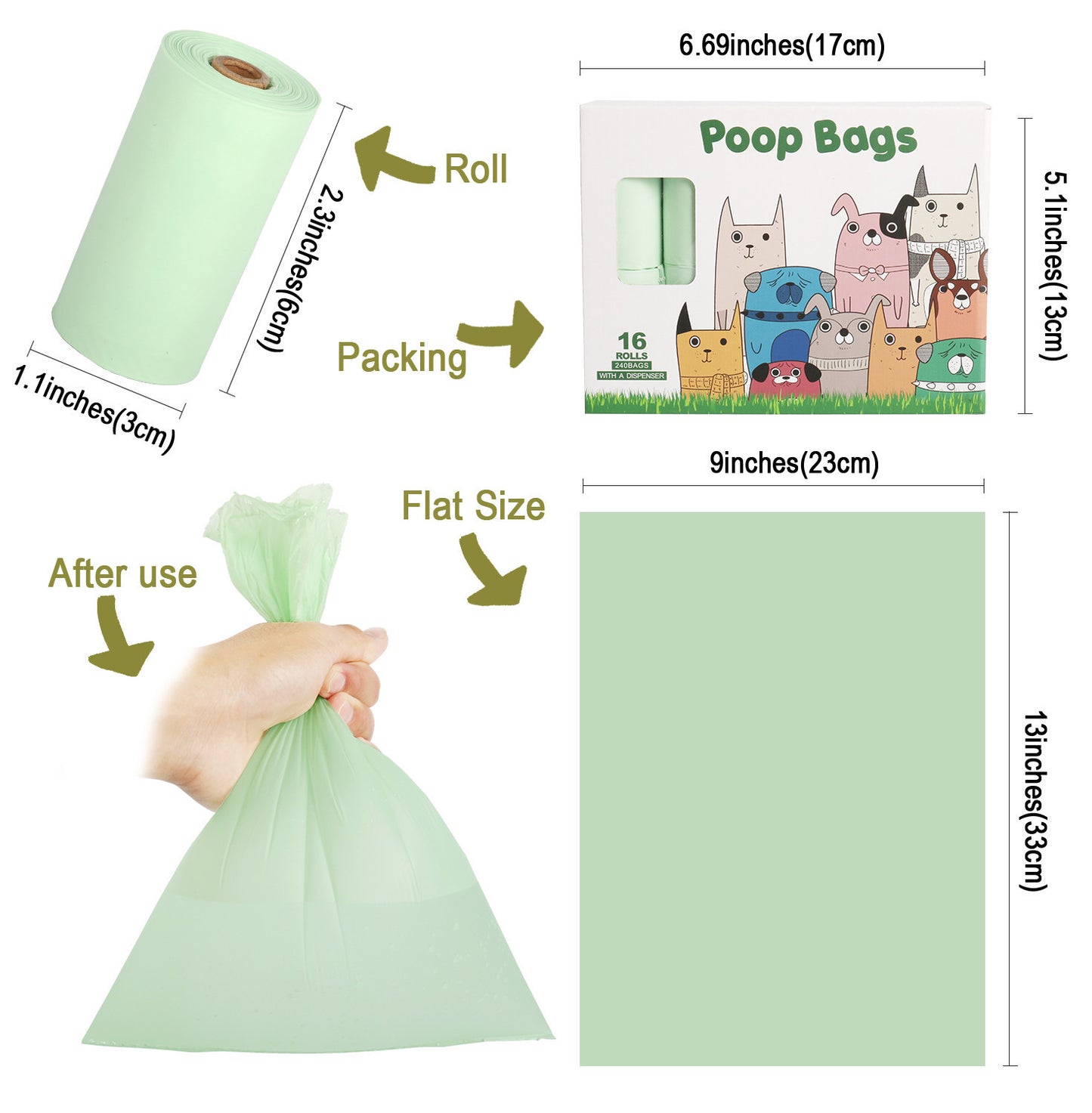240 Dog Poop Bags with Dispenser – Eco Friendly & Compostable