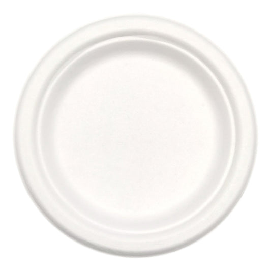 50Pack Sugarcane Pulp Disposable White Plate Heavy-Duty 100% Biodegradable Tableware Compostable Round Plates