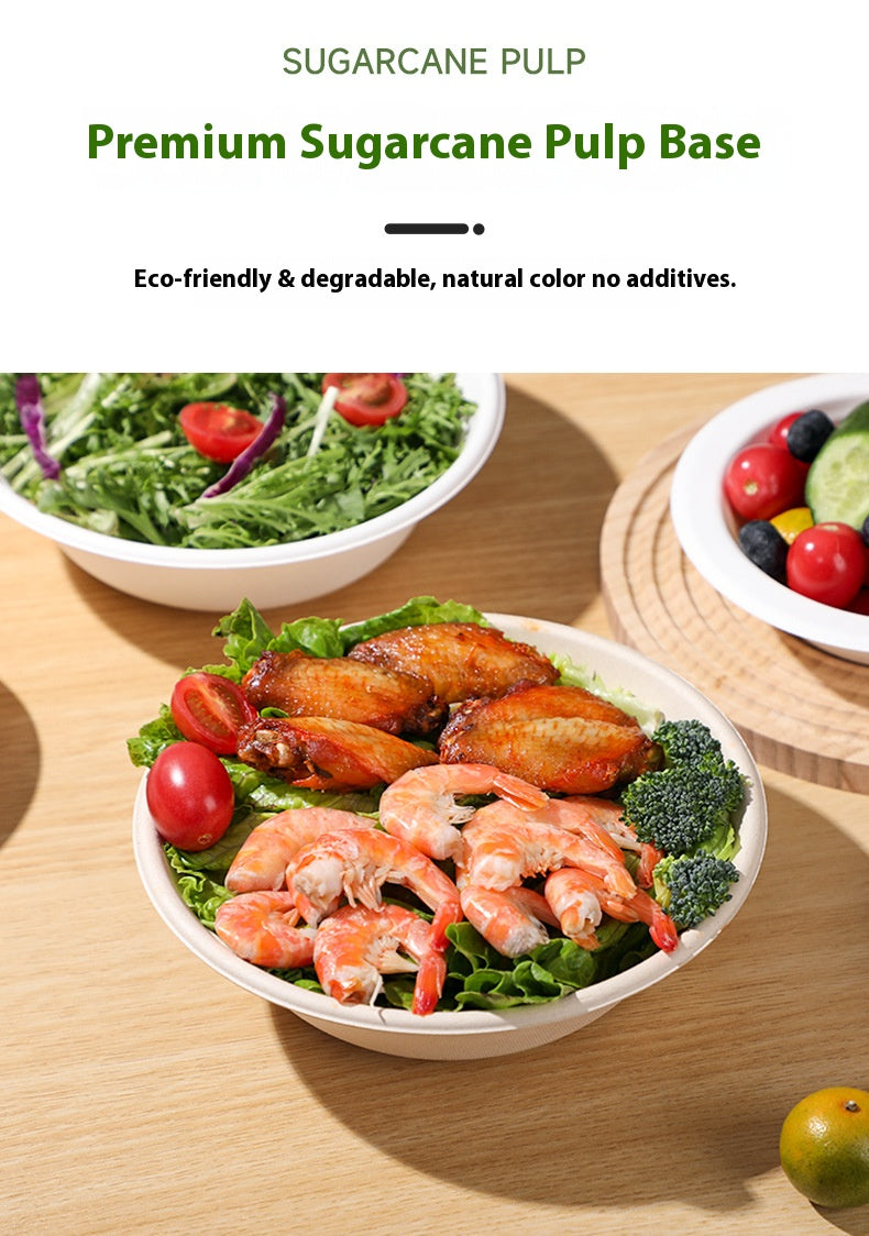 Compostable Sugarcane Bowls 50 Pack Heavy Duty Microwavable Safe Biodegradable Paper Bowls for Hot Soup Salad Snacks