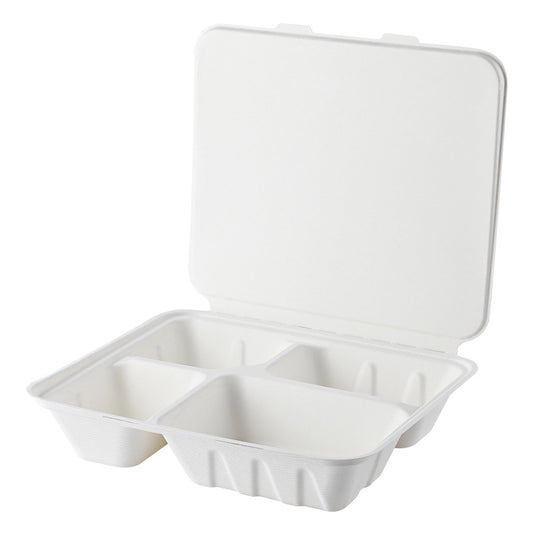 Compostable 50 Pack Heavy Duty Takeout Boxes Biodegradable Sugarcane Bagasse To-Go Containers