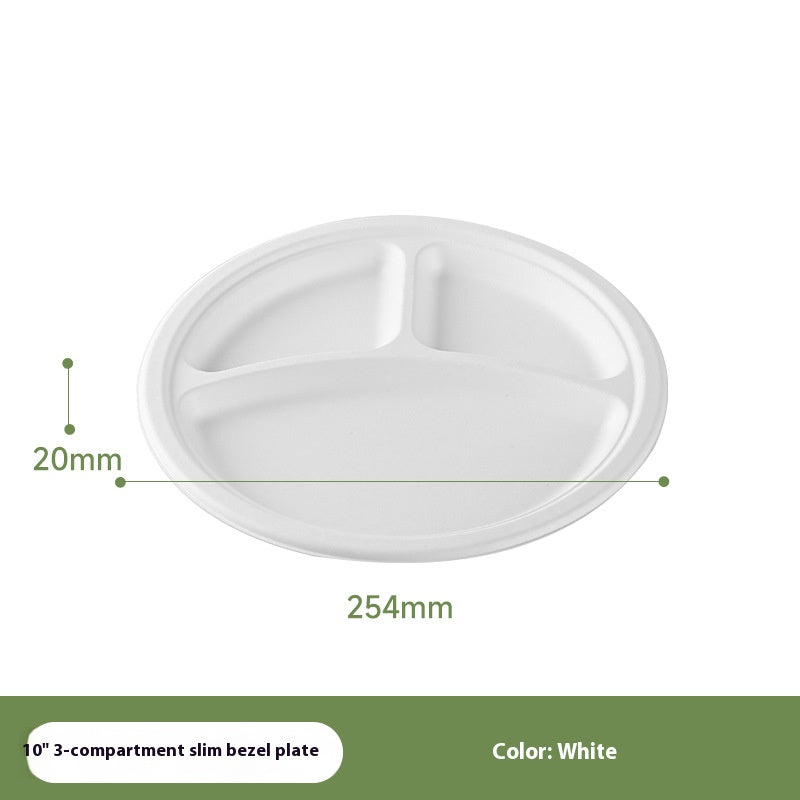 50Pack Sugarcane Pulp Disposable White Plate Heavy-Duty 100% Biodegradable Tableware Compostable Round Plates