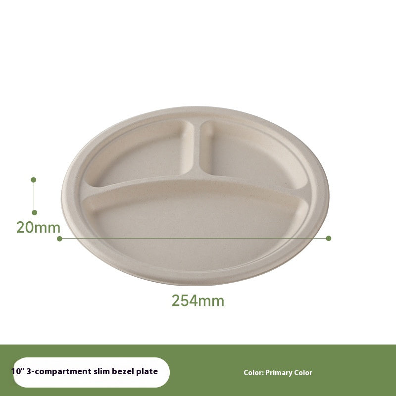 50Pack Natural Color 100% Compostable Heavy-Duty Disposable Paper Plates Biodegradable Eco-Friendly Sugarcane