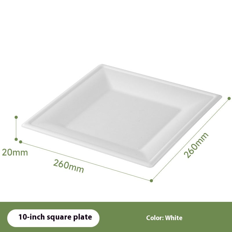 100% Compostable Square Paper Plates 50 Pack Heavy Duty Biodegradable Bagasse Dinner Plates