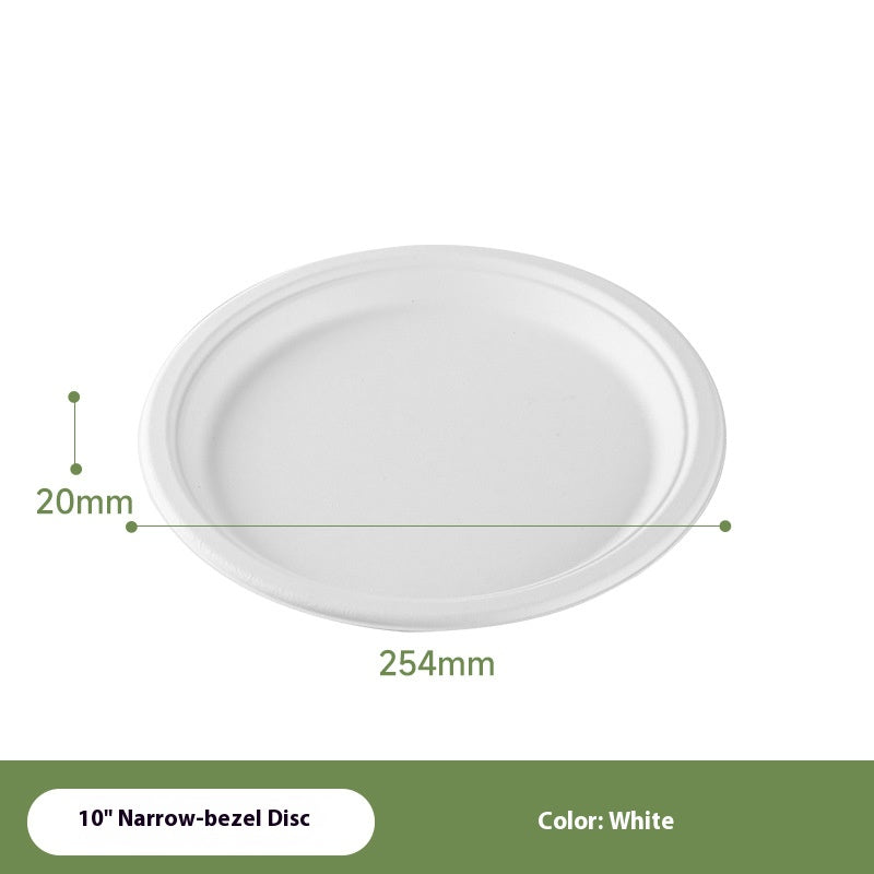 50Pack Sugarcane Pulp Disposable White Plate Heavy-Duty 100% Biodegradable Tableware Compostable Round Plates