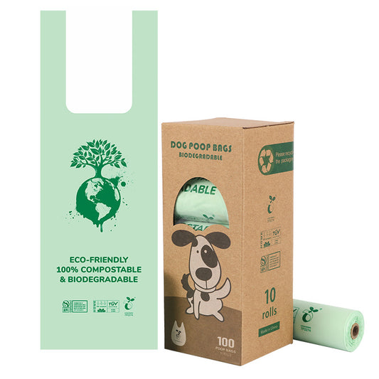 Compostable Dog Poop Bags Rolls with Handles ASTM D6400 & EN 13432 Compliant Biodegradable Leak Proof Pet Waste Bags