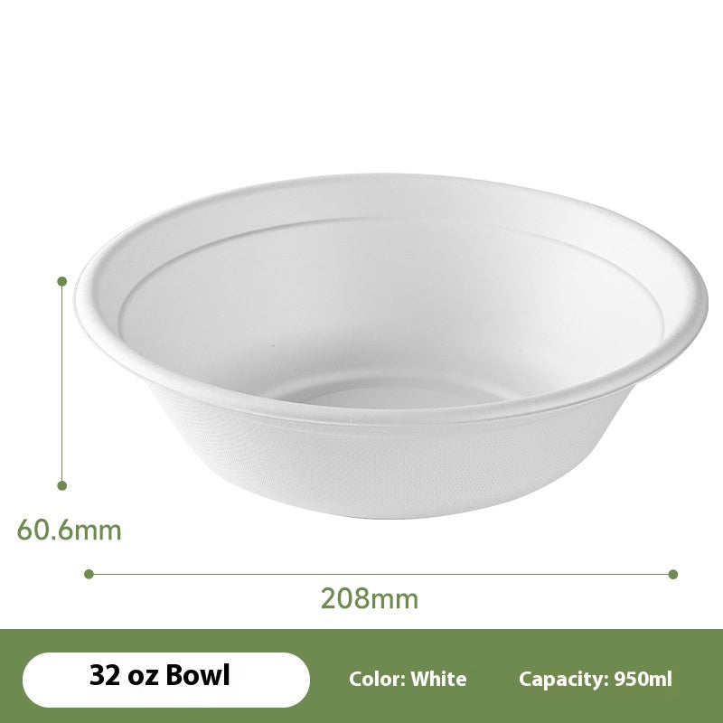 100% Compostable Heavy-Duty Bowls 50 Count Eco-Friendly Biodegradable Disposable White Bagasse Bowls For Hot or Cold Food