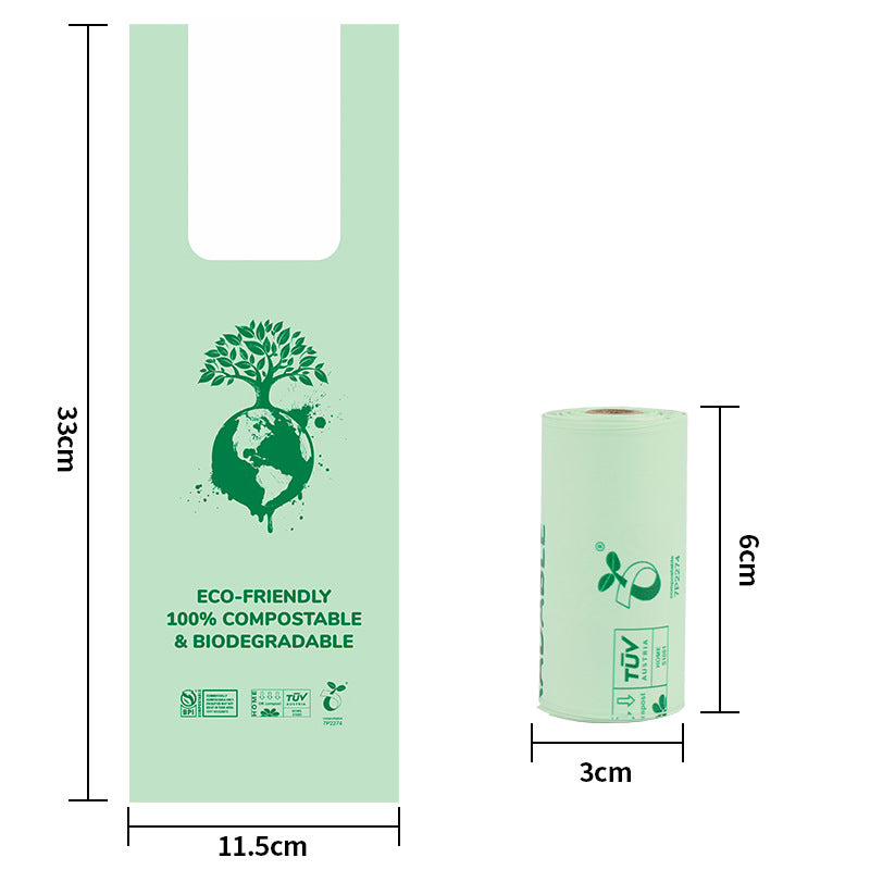 Compostable Dog Poop Bags Rolls with Handles ASTM D6400 & EN 13432 Compliant Biodegradable Leak Proof Pet Waste Bags