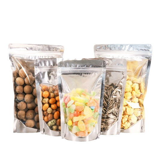50pcs of Smell Proof Resealable Bag with Clear and Foil Pouch Stand-up for Food Self Sealing Storage