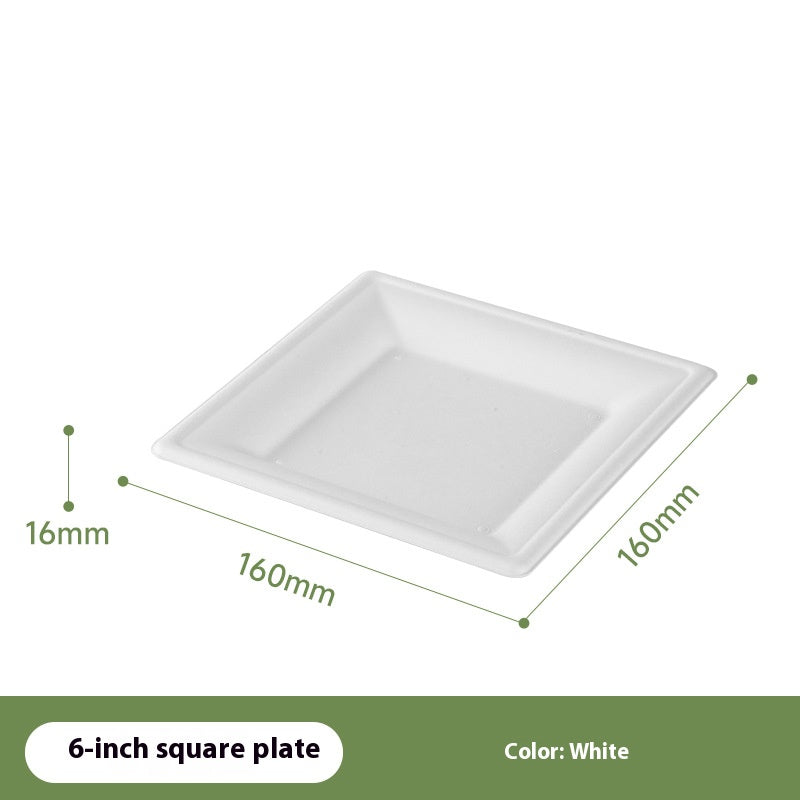 100% Compostable Square Paper Plates 50 Pack Heavy Duty Biodegradable Bagasse Dinner Plates