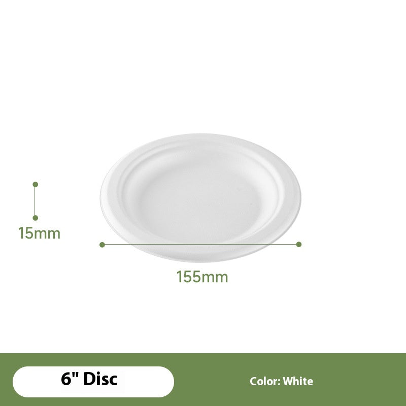 50Pack Sugarcane Pulp Disposable White Plate Heavy-Duty 100% Biodegradable Tableware Compostable Round Plates