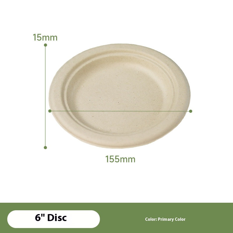 50Pack Natural Color 100% Compostable Heavy-Duty Disposable Paper Plates Biodegradable Eco-Friendly Sugarcane