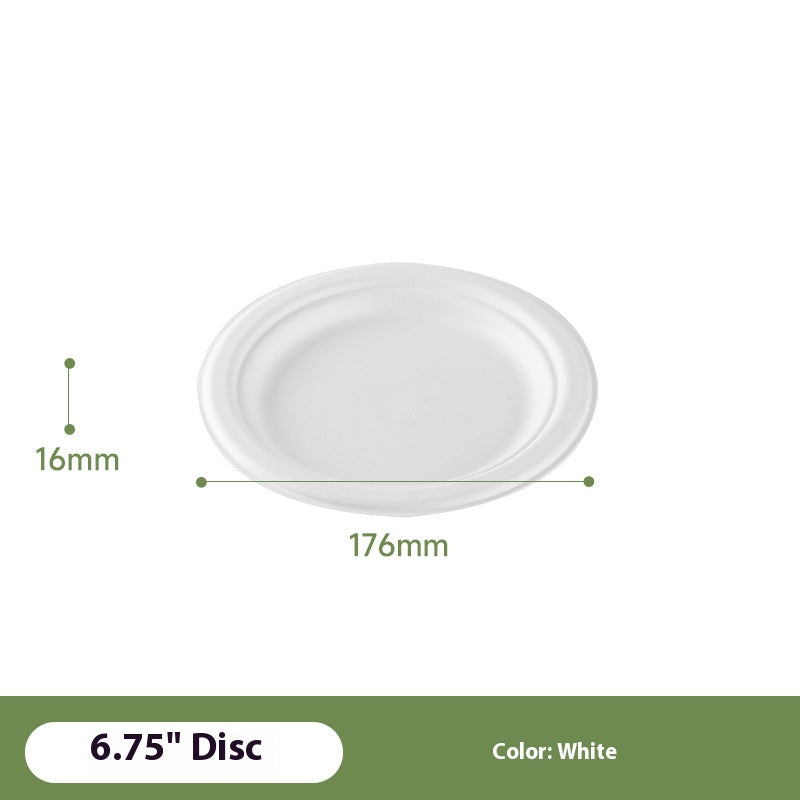 50Pack Sugarcane Pulp Disposable White Plate Heavy-Duty 100% Biodegradable Tableware Compostable Round Plates