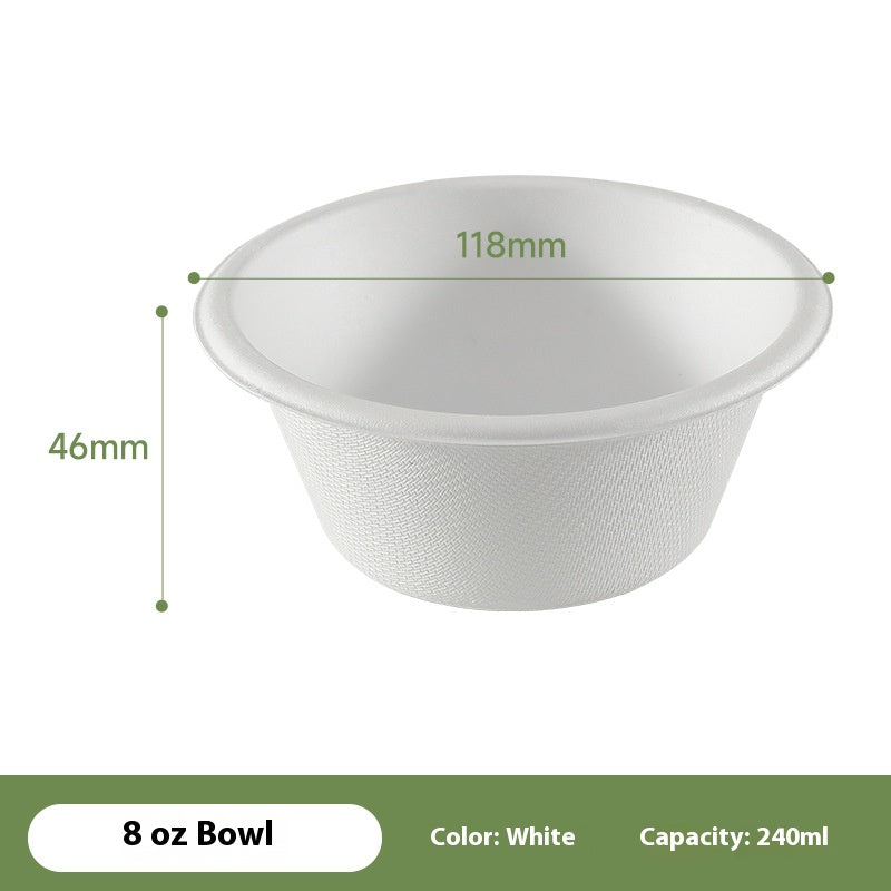 100% Compostable Heavy-Duty Bowls 50 Count Eco-Friendly Biodegradable Disposable White Bagasse Bowls For Hot or Cold Food