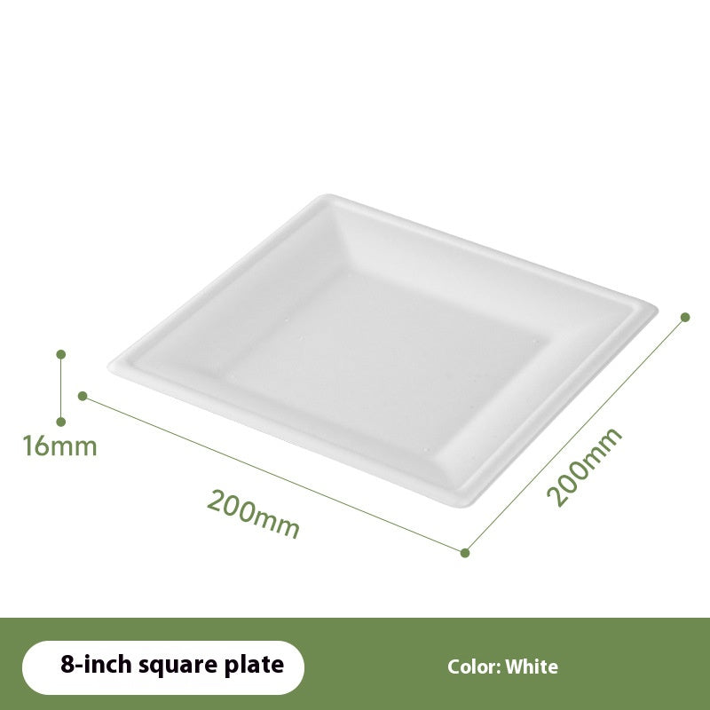 100% Compostable Square Paper Plates 50 Pack Heavy Duty Biodegradable Bagasse Dinner Plates
