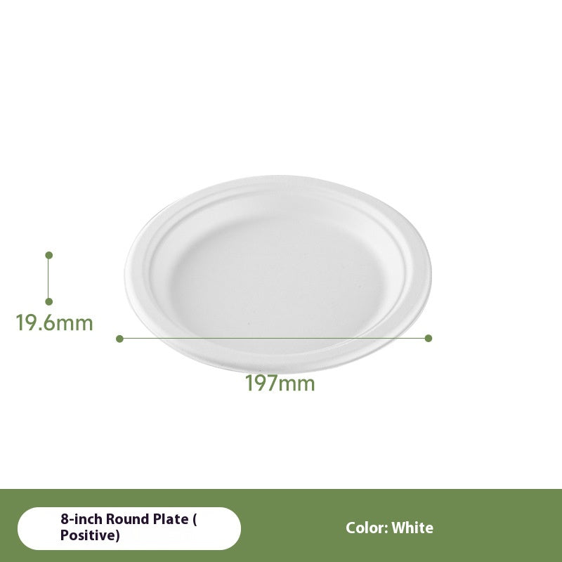 50Pack Sugarcane Pulp Disposable White Plate Heavy-Duty 100% Biodegradable Tableware Compostable Round Plates
