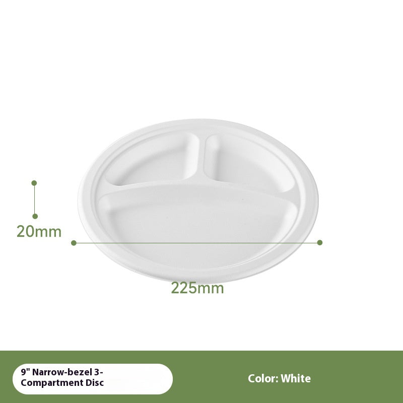 50Pack Sugarcane Pulp Disposable White Plate Heavy-Duty 100% Biodegradable Tableware Compostable Round Plates