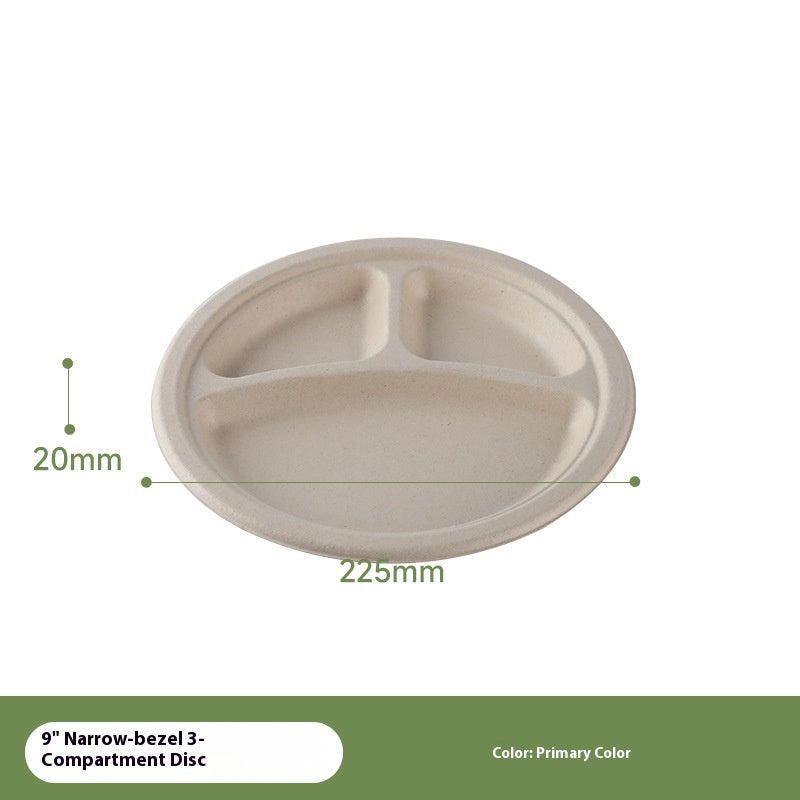 50Pack Natural Color 100% Compostable Heavy-Duty Disposable Paper Plates Biodegradable Eco-Friendly Sugarcane