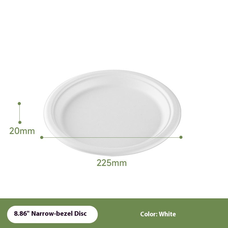 50Pack Sugarcane Pulp Disposable White Plate Heavy-Duty 100% Biodegradable Tableware Compostable Round Plates
